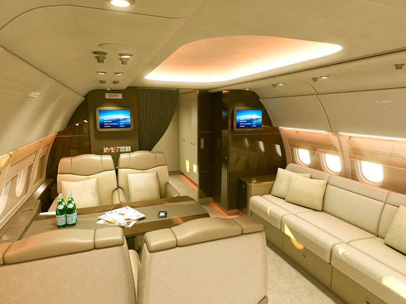 салон бизнес джета Airbus 318 Elite
